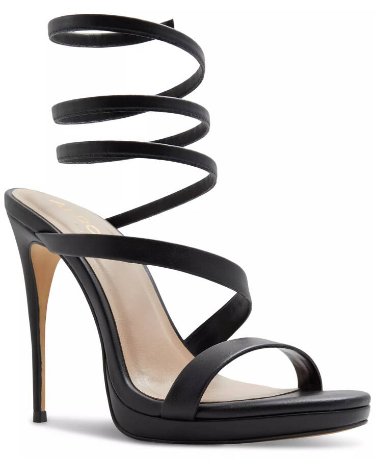 Women's Kat Leg-Wrap Platform Dress Sandals Black - 1