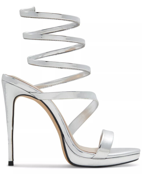 Women's Kat Leg-Wrap Platform Dress Sandals Metallic Silver - 2