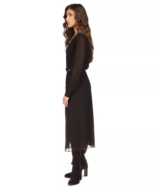 Women's Kate Belted Button-Down Midi Dress, Regular & Petite Black - 3