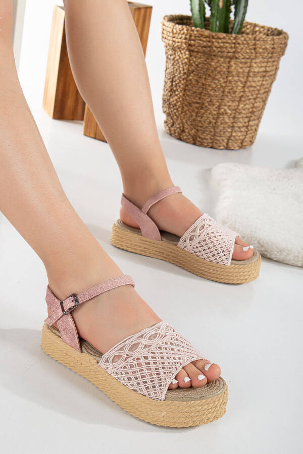 Women's Knit Straw Padded Heel Powder Sandal (3cm) - 2