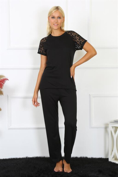 Women's Lace Sleeve Combed Cotton Pajama Set 4147 - 2