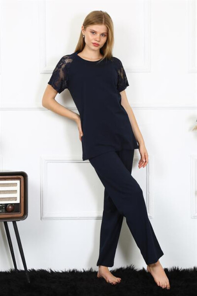 Women's Lace Sleeve Combed Cotton Pajama Set 4150 - 7