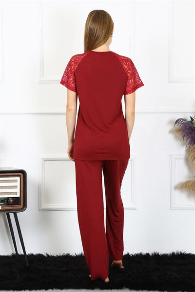 Women's Lace Sleeve Combed Cotton Pajama Set 4152 - 8