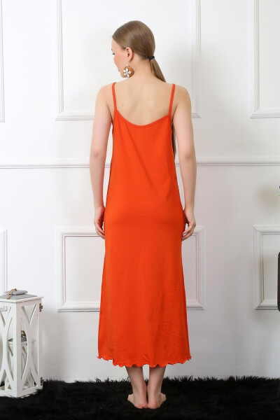 Women's Lace Strap Orange Long Nightgown 901 - 4