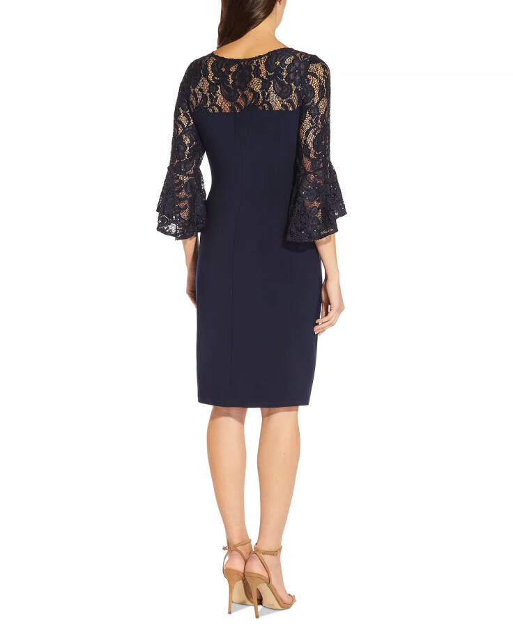 Women's Lace-Trim Bell-Sleeve Jersey Dress Midnight - 2