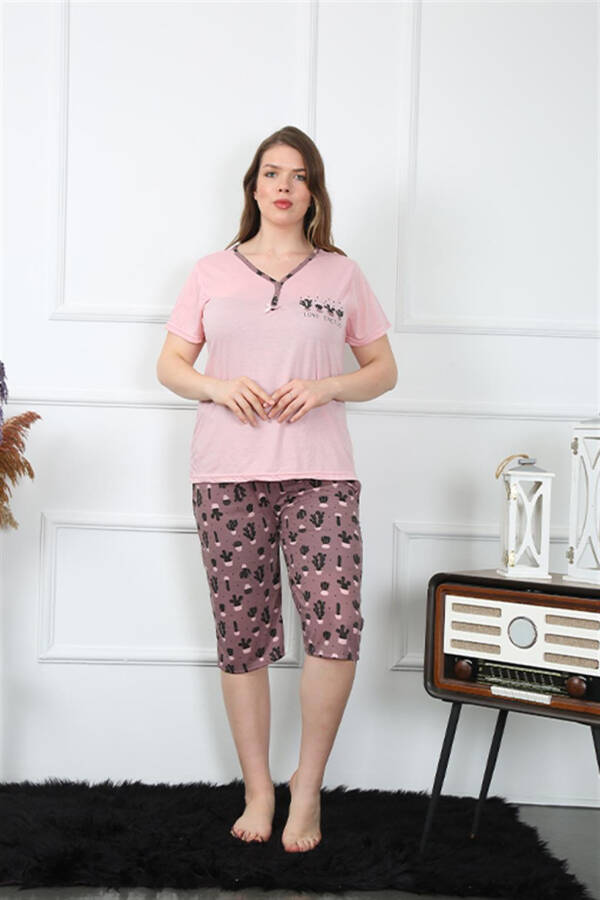 Women's Large Size Viscon Capri Pajamas Set 202202 - 1