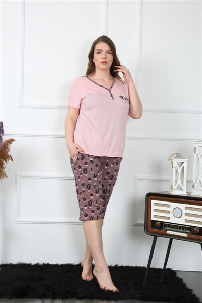 Women's Large Size Viscon Capri Pajamas Set 202202 - 3