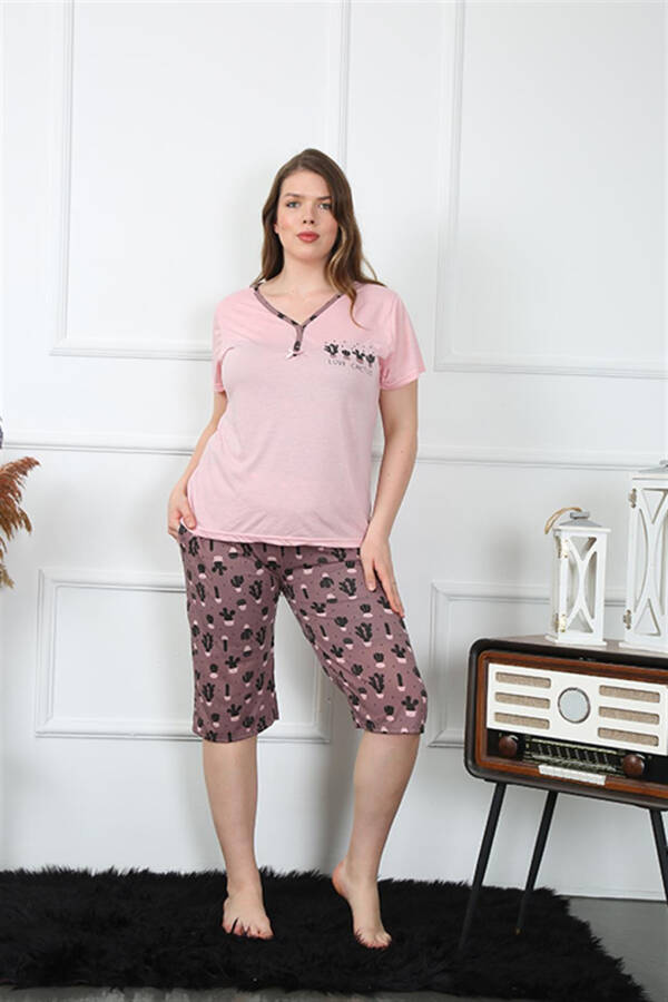 Women's Large Size Viscon Capri Pajamas Set 202202 - 4