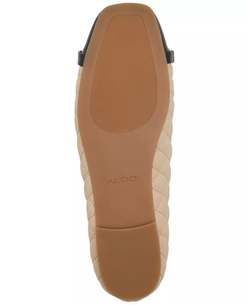 Women's Leanne Quilted Hardware Slip-On Flats Beige/Black Leather - 5