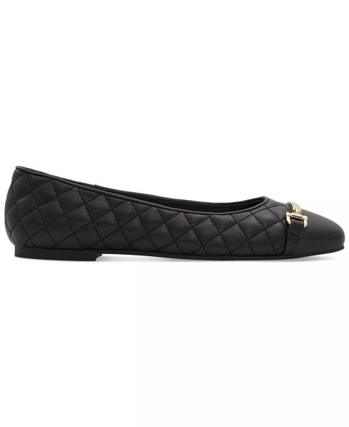 Women's Leanne Quilted Hardware Slip-On Flats Black Leather - 2