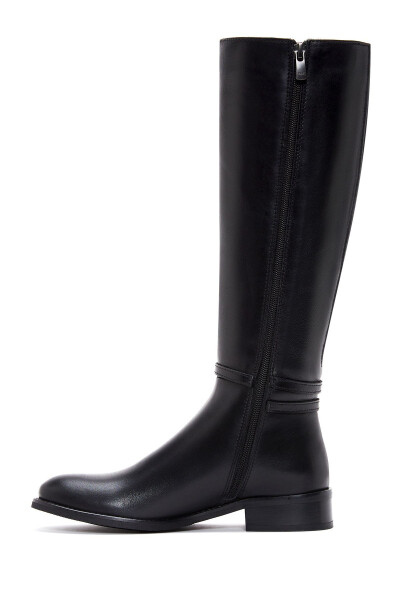 Women's leather boots with black zipper buckle detail. - 3