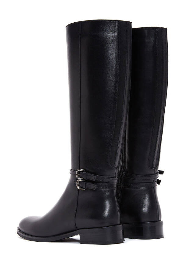 Women's leather boots with black zipper buckle detail. - 6