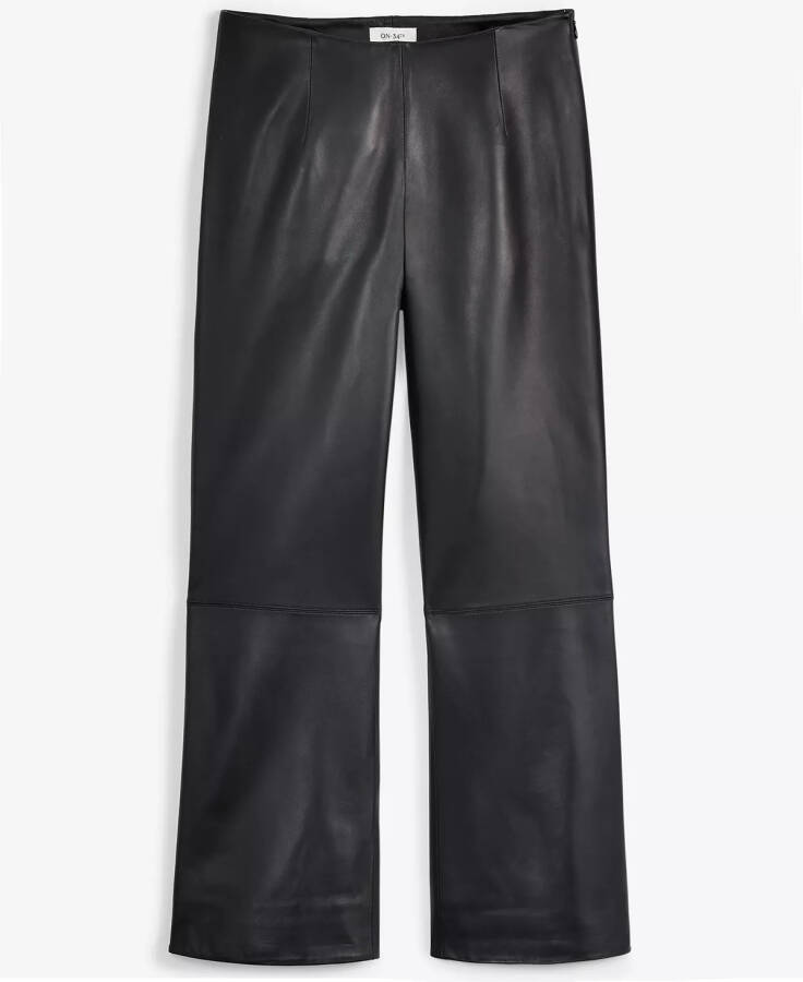 Women's Leather Kick-Flare Pants, Created for modazone - Deep Black - 5