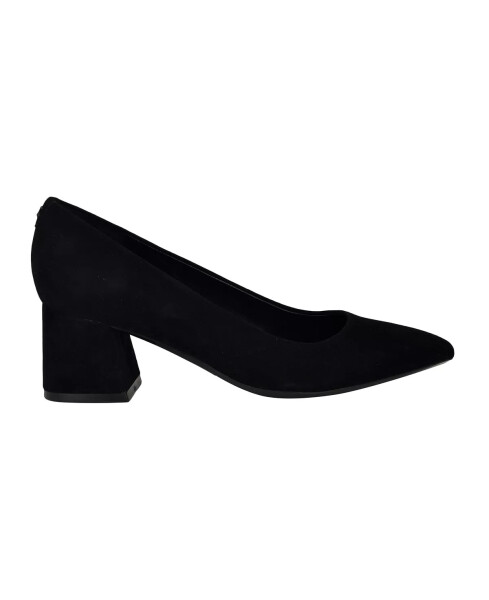 Women's Lenott Pointy Toe Dress Block Heel Pumps Black Suede - 2