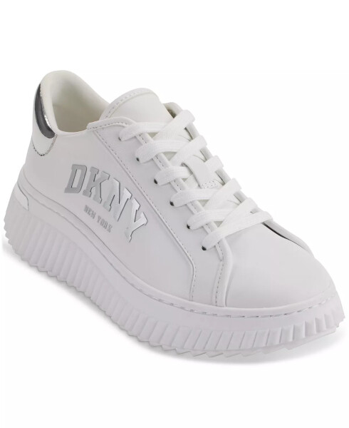 Women's Leon Lace-Up Logo Sneakers Bright White/ Silver - 1