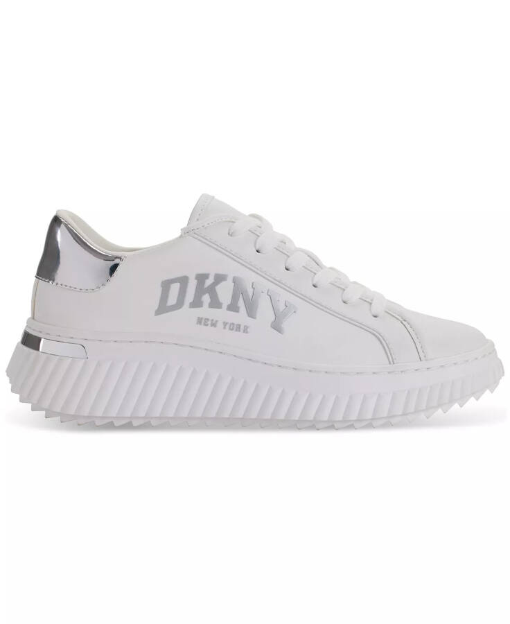 Women's Leon Lace-Up Logo Sneakers Bright White/ Silver - 2