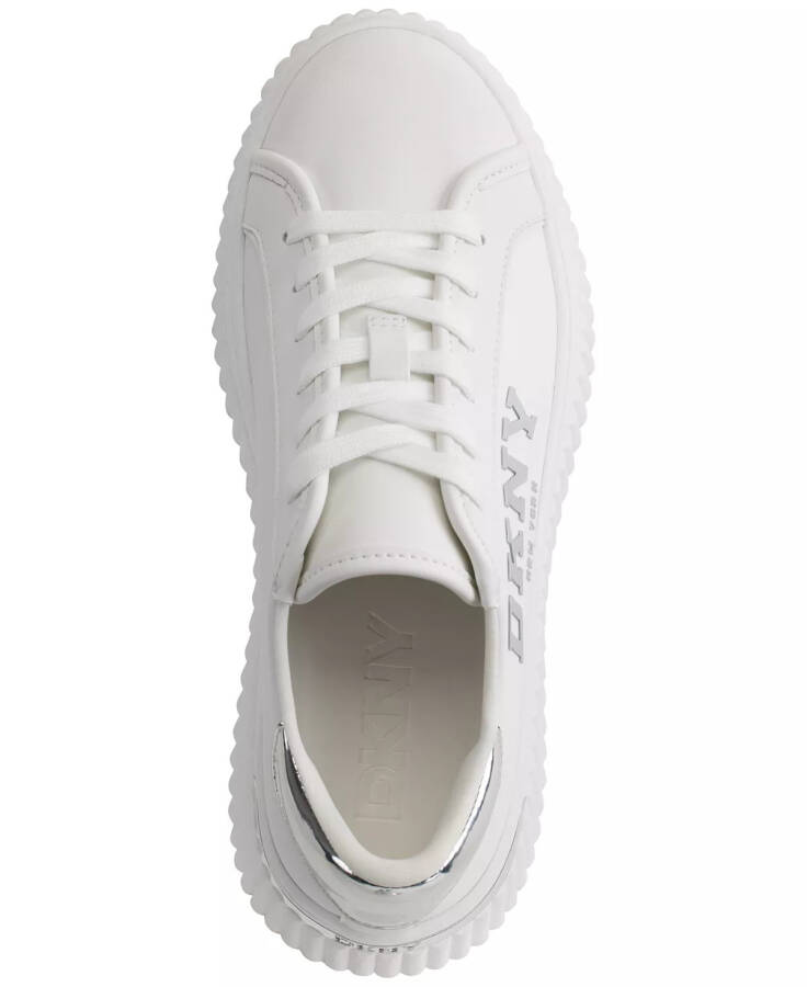 Women's Leon Lace-Up Logo Sneakers Bright White/ Silver - 4