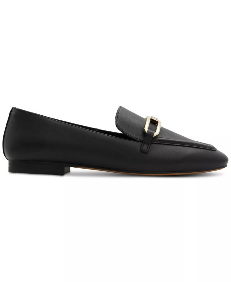 Women's Lindsie Slip-On Tailored Hardware Loafers Black Leather - 2