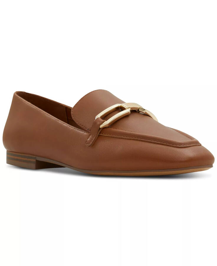 Women's Lindsie Slip-On Tailored Hardware Loafers Cognac Leather - 1