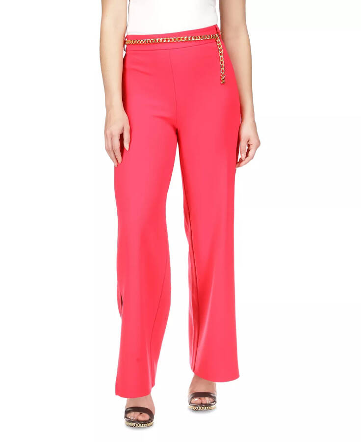 Women's Logo Belt Wide-Leg Pants Deep Pink - 1