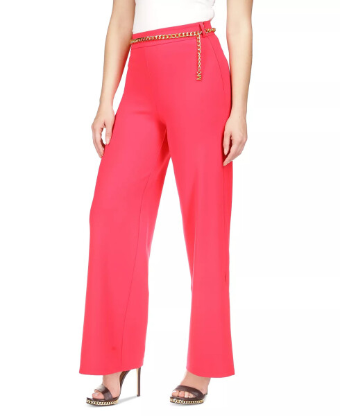 Women's Logo Belt Wide-Leg Pants Deep Pink - 6