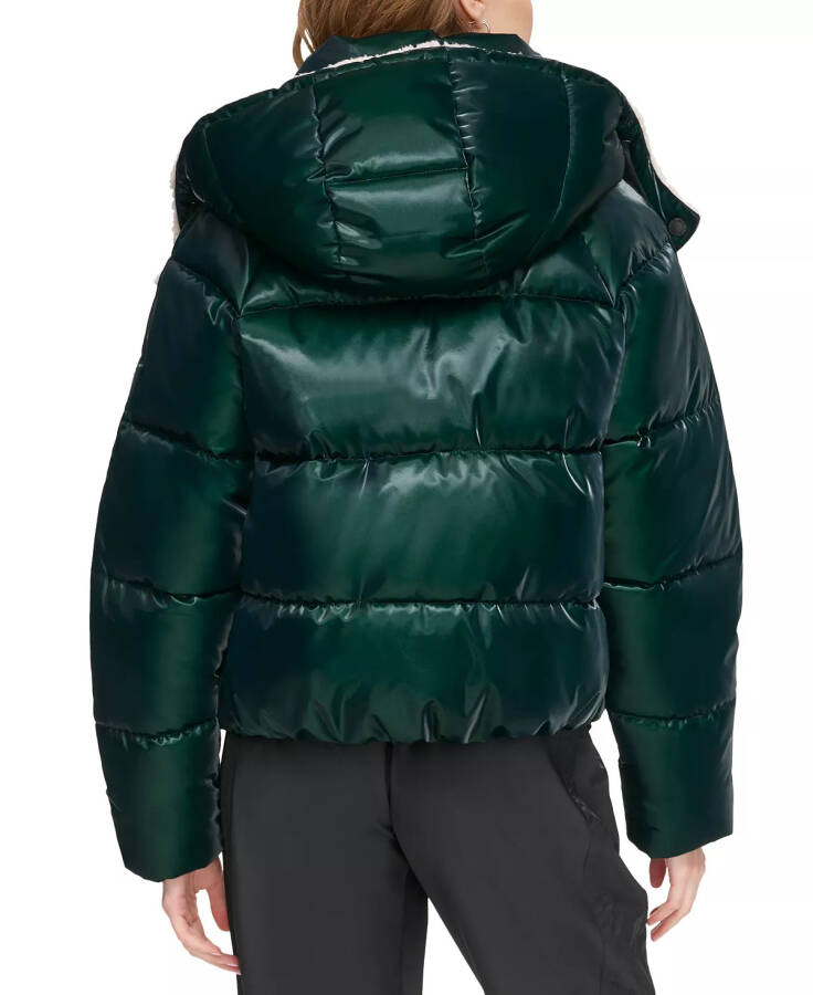 Women's Logo-Drawstring Hooded Puffer Jacket Malachite - 2