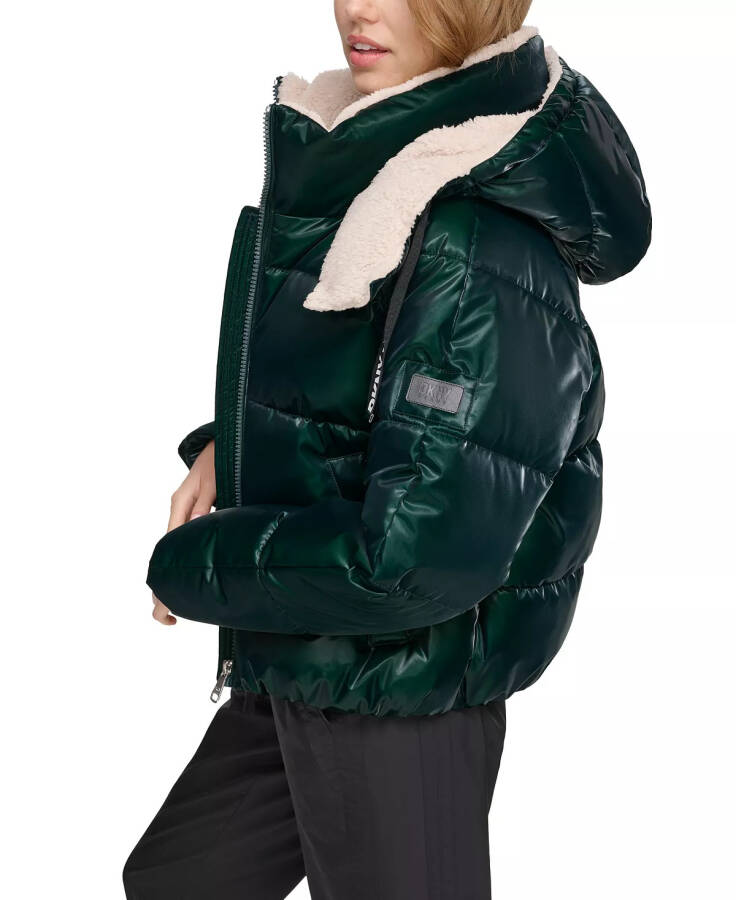 Women's Logo-Drawstring Hooded Puffer Jacket Malachite - 3