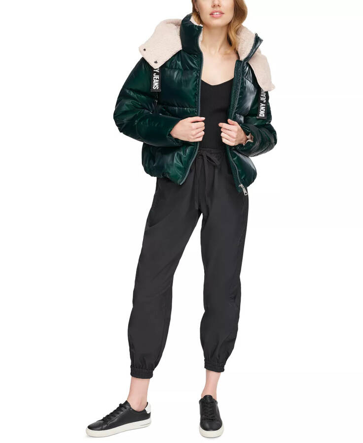 Women's Logo-Drawstring Hooded Puffer Jacket Malachite - 5