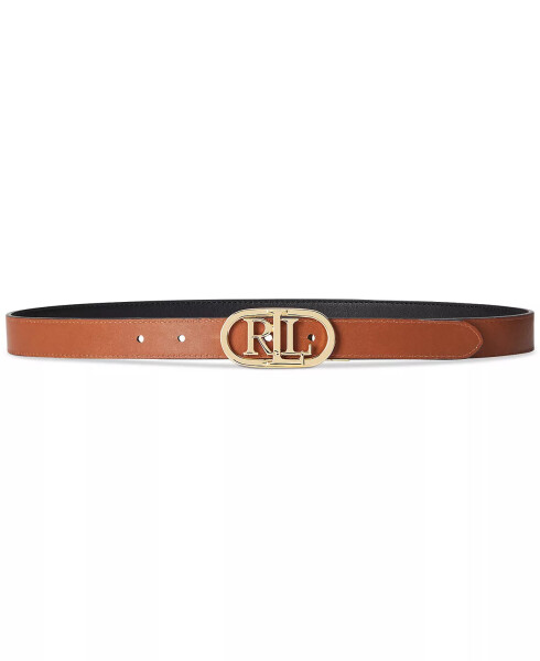 Women's Logo Reversible Skinny Leather Belt Black/Tan - 1