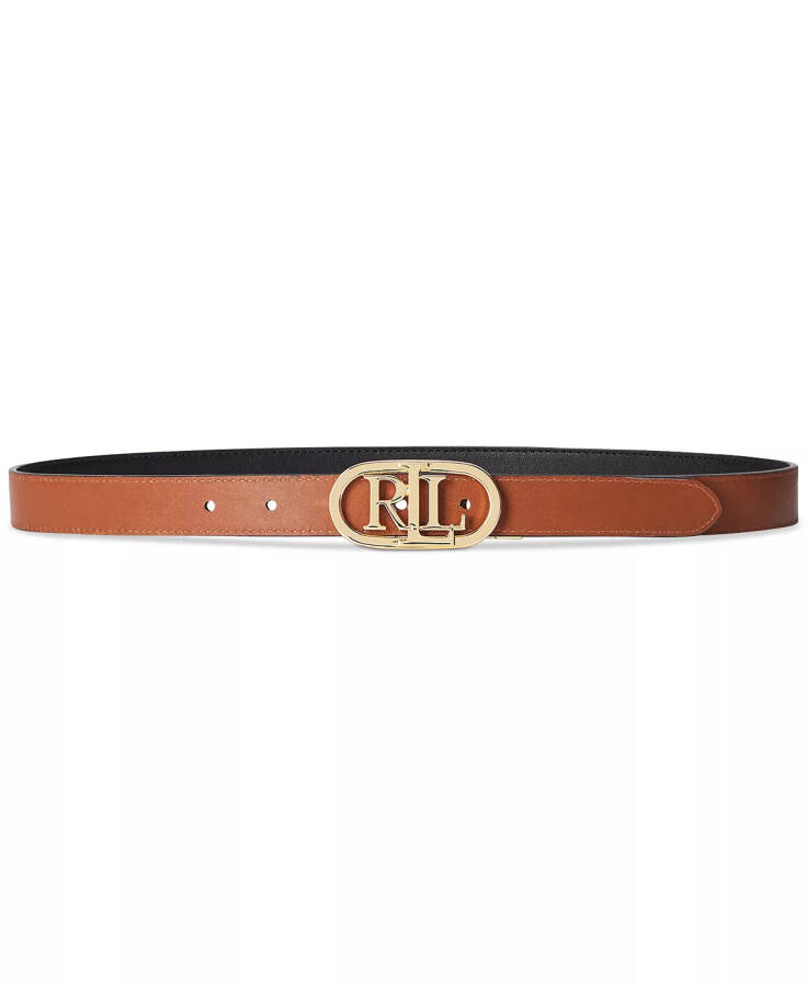 Women's Logo Reversible Skinny Leather Belt Black/Tan - 1