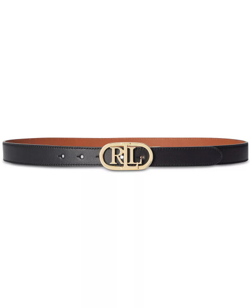 Women's Logo Reversible Skinny Leather Belt Black/Tan - 3