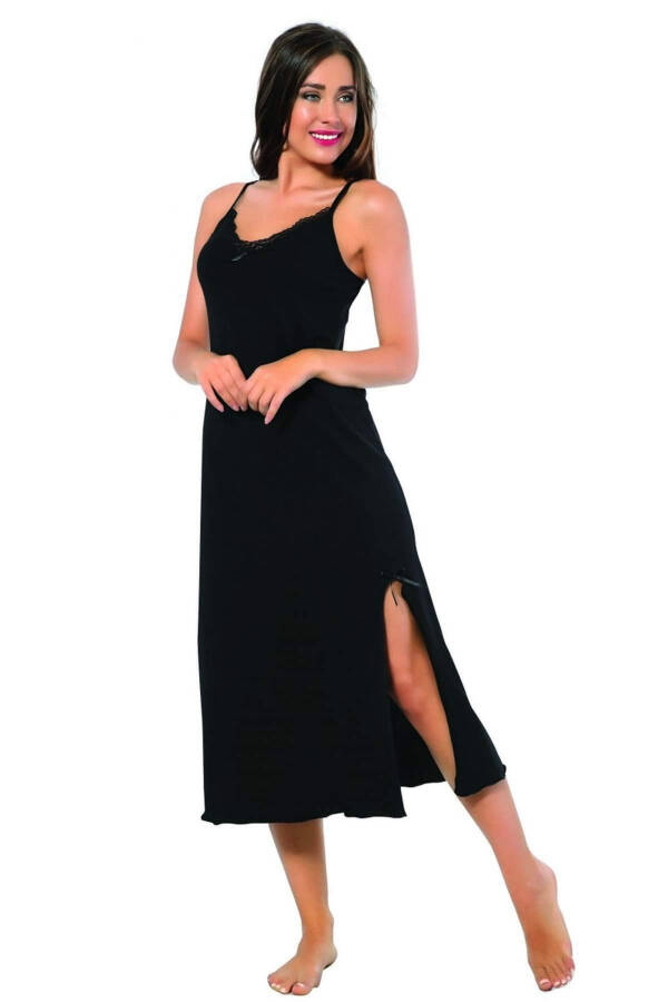 Women's Long Nightgown with Lace Straps 901 - 1