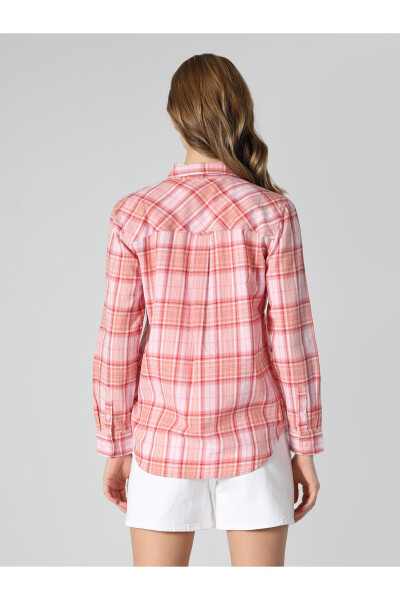 Women's long sleeve, checkered, pink, regular fit shirt. Cl1061880 - 2