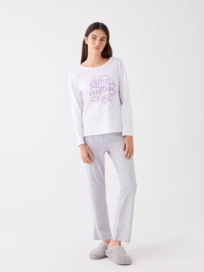 Women's Long Sleeve Printed Bicycle Collar Pajama Set - 1