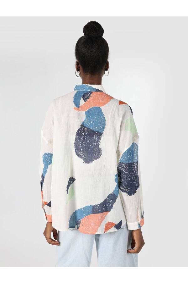 Women's long sleeve, regular fit, printed multi-colored shirt - 2