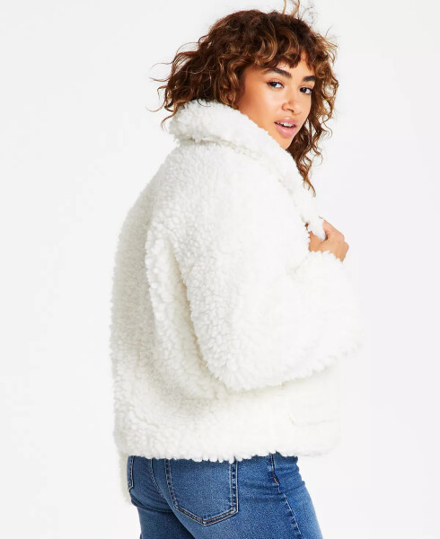 Women's Long-Sleeve Short Sherpa Jacket Ivory - 2