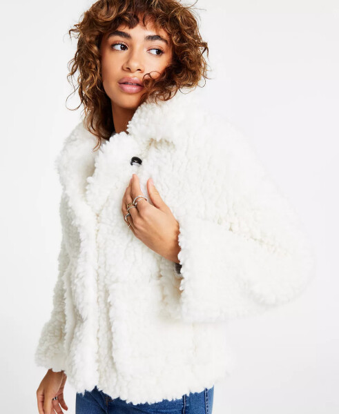 Women's Long-Sleeve Short Sherpa Jacket Ivory - 3