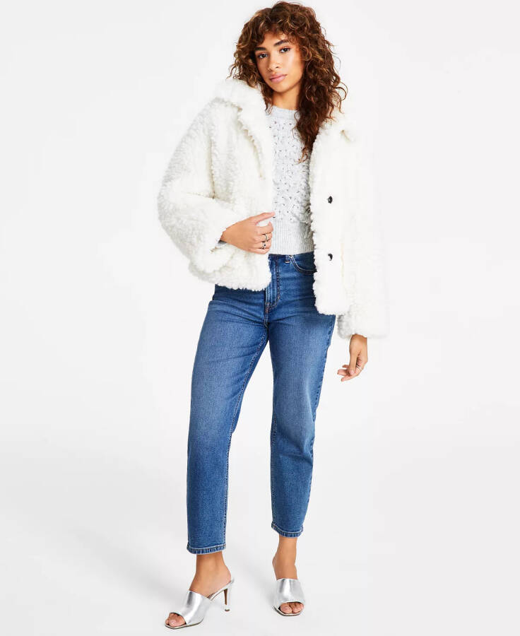 Women's Long-Sleeve Short Sherpa Jacket Ivory - 5