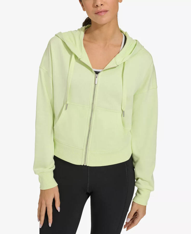 Women's Long-Sleeve Zip-Up Drawstring Hoodie Iced Lime - 1