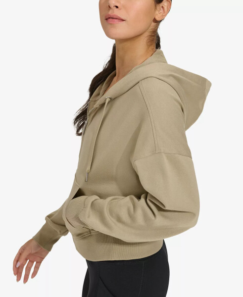 Women's Long-Sleeve Zip-Up Drawstring Hoodie Khaki Green - 3