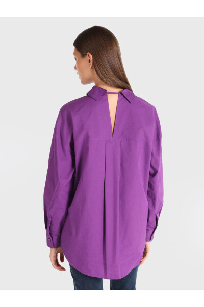 Women's long-sleeved, back-detailed purple shirt (regular fit) - 2