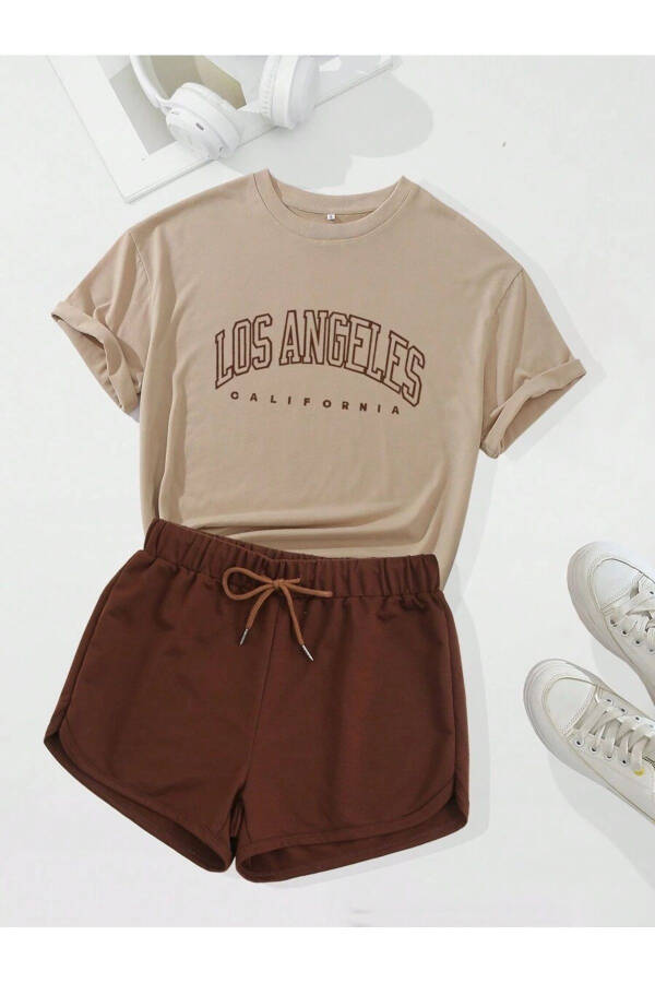 Women's Los Angeles Printed T-shirt Shorts Set - 1