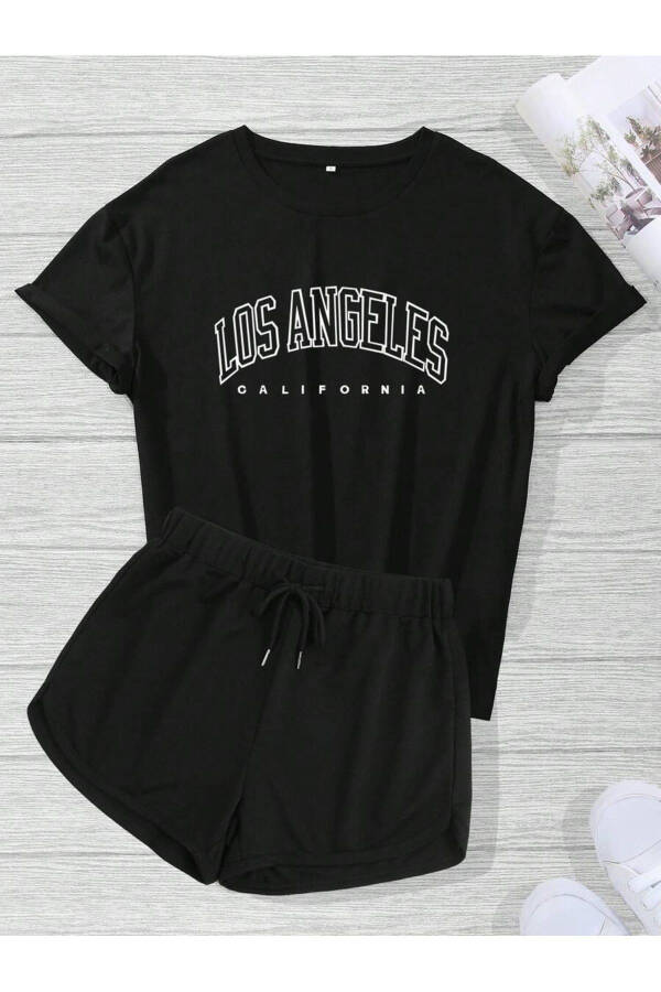 Women's Los Angeles Printed T-shirt Shorts Set - 1