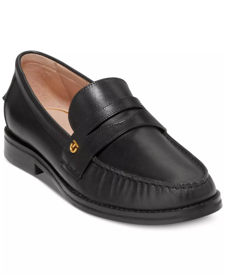 Women's Lux Pinch Penny Loafers Black Leather - 1