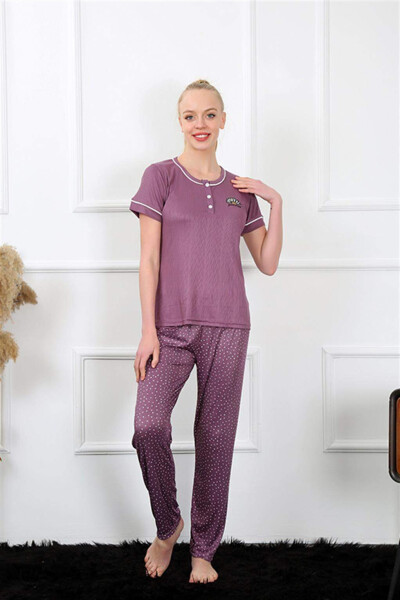 Women's Maroon Short Sleeve Pajama Set 20388 - 1