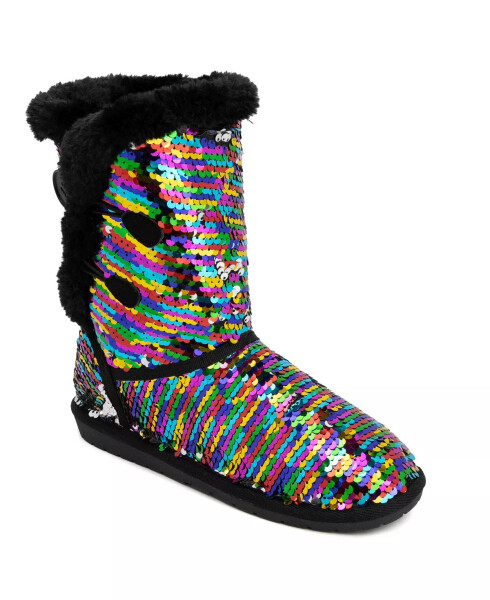 Women's Marty Cozy Regular Calf Winter Boots Rainbow Sequins - 1