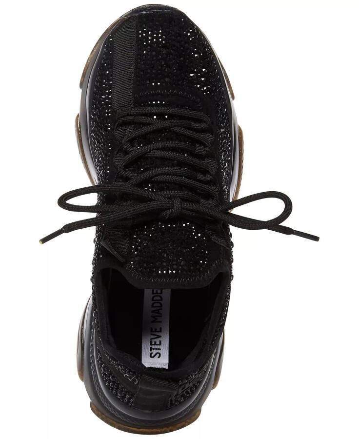 Women's Maxima Rhinestone-Trim Trainer Sneakers Black/Black Rhinestone - 5