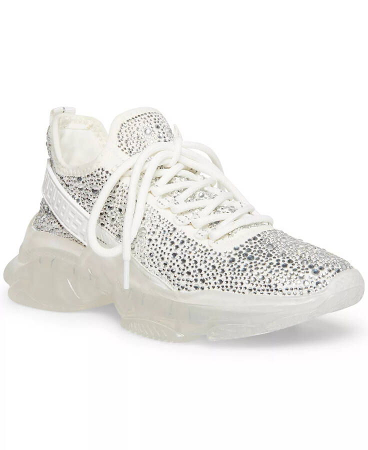 Women's Maxima Rhinestone-Trim Trainer Sneakers White/Rhinestone - 1