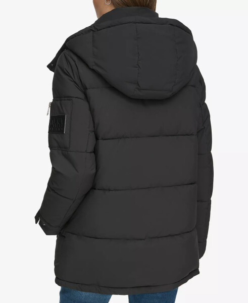 Women's Mid-Length Long-Sleeve Puffer Jacket Black - 2