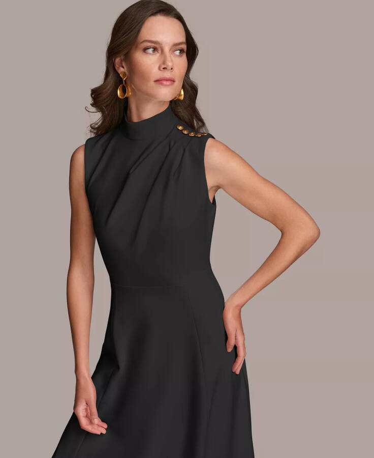 Women's Mock-Neck Sleeveless Midi Dress Black - 2